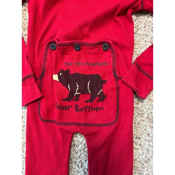 Lazy One Boys Sleeper/PJ's Red, 3T, Big Sky Montana BEAR BOTTOM - Picture 4 of 6